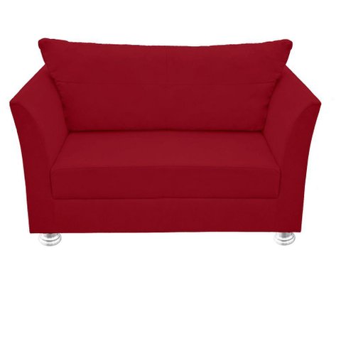 Namoradeira Lisboa 02 Lugares para Sala Salão Escritório Suede Vermelho
