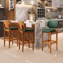 Ver imagem 2 de Banqueta Alta Bar Cozinha Sala Jantar Fixa Betta L02 Imbuia Facto Verde Musgo - Lyam Decor