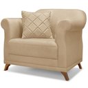 Ver imagem 1 de Poltrona Decorativa Retro Polo com Almofada Linho Dourado Ezz Dourado