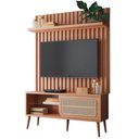Ver imagem 1 de Rack com Painel Ripado Freijó 2 Gavetas Palha Natural - 72098