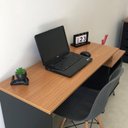 Ver mais imagens de Kit Escrivaninha Mesa Escritório com Regulagem Estilo Plus 2 Gavetas 143,5cm com Prateleira Suspensa Preto/Freijó Artany