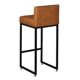 Banqueta Alta para Cozinha Laura Corino Bege Base de Ferro Industrial - 5
