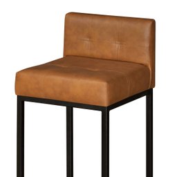 Banqueta Alta para Cozinha Laura Corino Bege Base de Ferro Industrial - 3