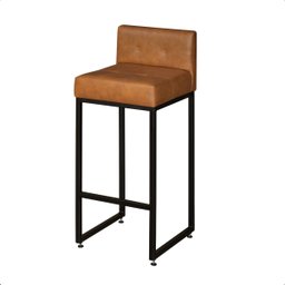 Banqueta Alta para Cozinha Laura Corino Bege Base de Ferro Industrial - 1