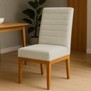 Ver imagem 1 de Cadeira de Jantar Solana Suede Base de Madeira - Pallazio Cor:Cappuccino