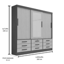 Ver imagem 3 de Guarda Roupa Meridian Gold 3 Portas 9 Gavetas Cinamomo Off White