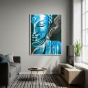Ver imagem 2 de Quadro Decorativo Buda Azul - 70x50cm:moldura Branca