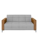 Ver imagem 5 de Sofá Living Decorativo Houston 2 Lugares 200cm Pés em Metal Veludo/ Pu Cinza/ Caramelo G33 - Gran Be