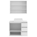 Ver imagem 3 de Conjunto Gabinete de Banheiro 80cm Vitória com Espelheira e Cuba Branca Mdp Faema