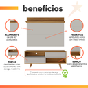 Ver imagem 4 de Bancada Retrô com Painel para Tv de até 50 Polegadas Notável Off White / Freijó Trend