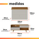Ver imagem 3 de Bancada Retrô com Painel para Tv de até 50 Polegadas Notável Off White / Freijó Trend