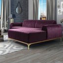 Ver imagem 3 de Sofá Molino 3 Lugares 230cm Chaise Esquerdo Pés Gold Veludo Roxo - Nexta Casa