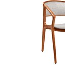 Ver imagem 3 de Cadeira para Mesa de Jantar Cyndi 53cm Madeira Maciça com Braça |linho Cinza - Sallar Home