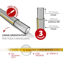 Mangueira para Gás de Cozinha Bitola 3/8'' Espessura 4mm Comprimento 1,2 Metros Durín - 3