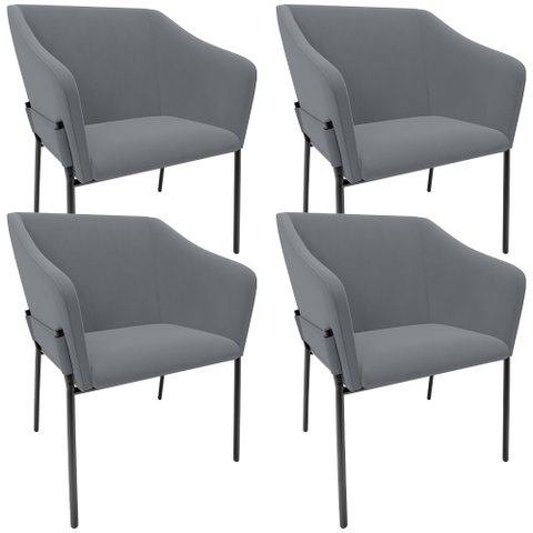 Kit 4 Cadeiras para Sala de Jantar Estar Living Olívia L02 Suede Cinza - Lyam Decor