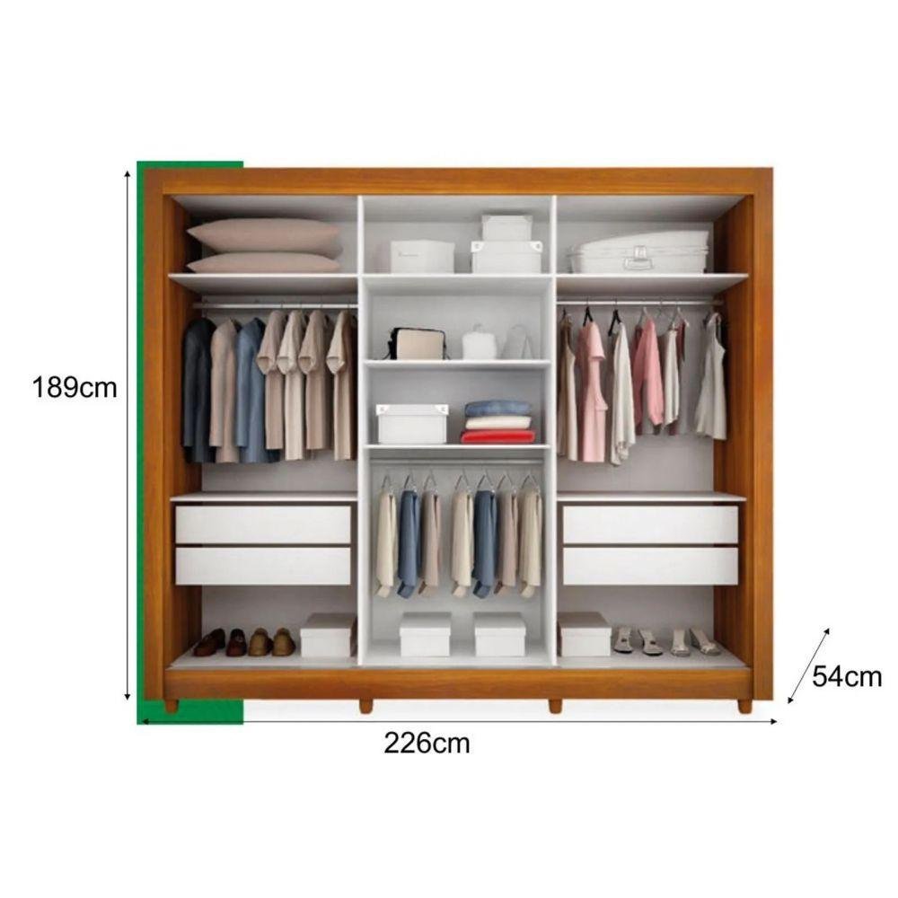 Guarda Roupa Casal Tokyo 3 Portas Ipê - 2