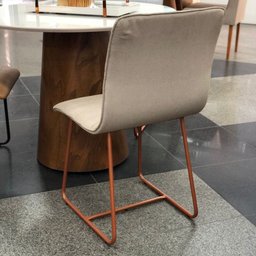 Conjunto 2 Cadeiras Cristal Sala de Jantar em Linho Bege e Metal Cobre - 3 Conjunto 2 Cadeiras Cristal Sala de Jantar em Linho Bege e Metal Cobre - 3