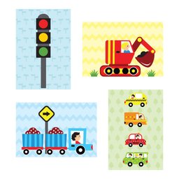 Kit Placa Decorativa MDF Infantil Carros na Cidade 4un 30x40 - 2