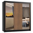 Ver imagem 2 de Guarda-Roupa Casal Madesa Mônaco 3 Portas de Correr com Espelhos Preto/Rustic Cor:Preto/Rustic