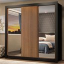 Ver imagem 1 de Guarda-Roupa Casal Madesa Mônaco 3 Portas de Correr com Espelhos Preto/Rustic Cor:Preto/Rustic