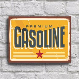 Placa Decorativa Vintage Carros Posto Gasoline 30x40cm - 1