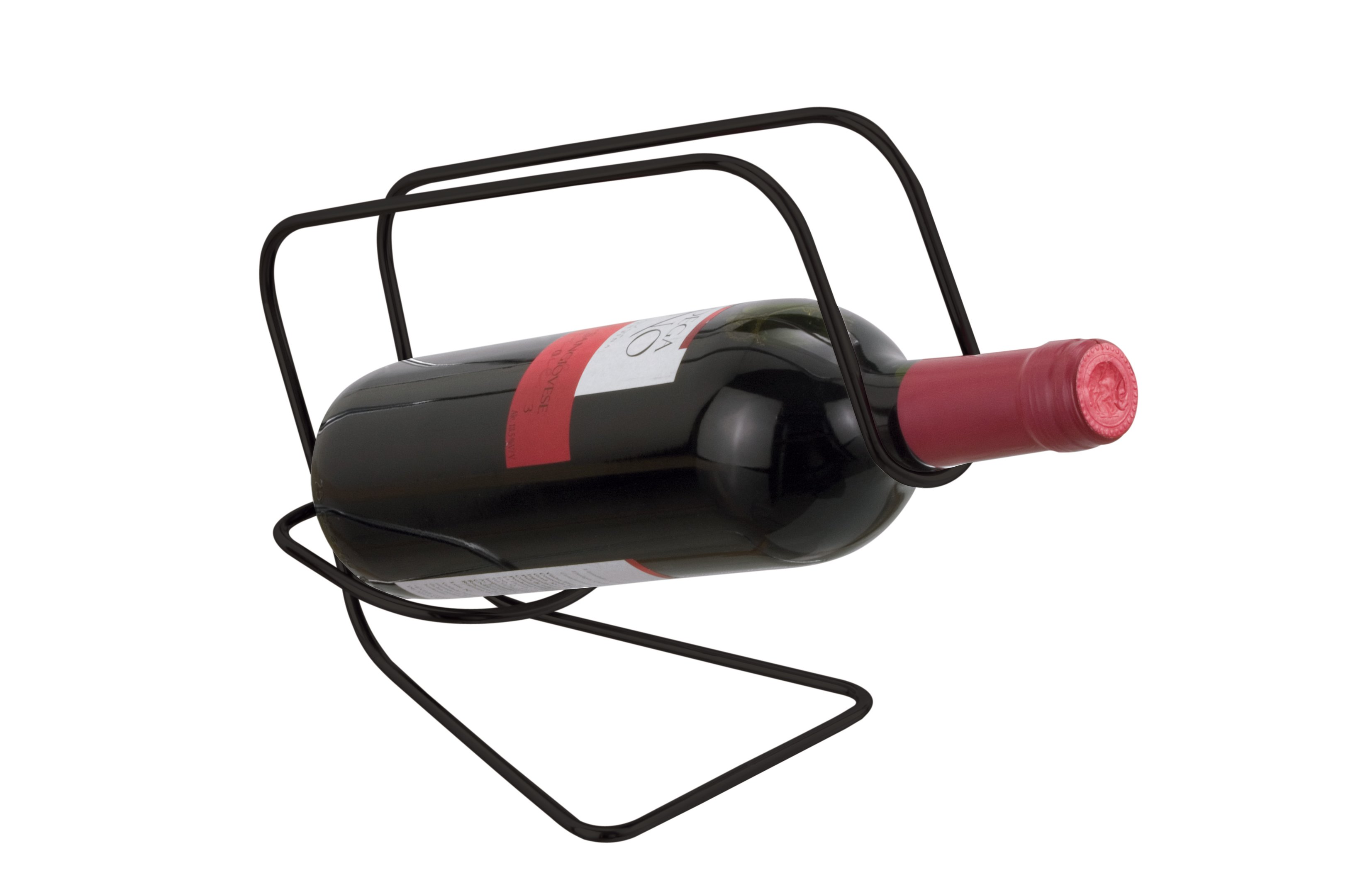 Suporte De Mesa Porta Garrafa De Vinho Alça Para Servir Preto - Cód 07582