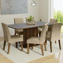 Ver imagem 1 de Conjunto Sala de Jantar Mesa Tampo de Madeira 6 Cadeiras Rustic/cinza/imperial Renata Madesa