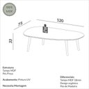 Ver imagem 3 de Mesa de Centro Orgânica 120cm com Pés de Madeira Off White/ Freijó - Dalla Costa