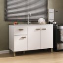 Ver imagem 1 de Balcão de 120cm para Pia em MDF 15cm 3 Portas e Uma Gaveta Branco