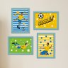 Quadros Futebol Gol 22x32cm Moldura Azul 4un - 2