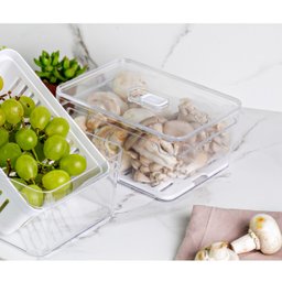 Organizador De Geladeira 2,2L Organizador Clear Fresh Com Bandeja De Drenagem E Respiradouro OU - 8