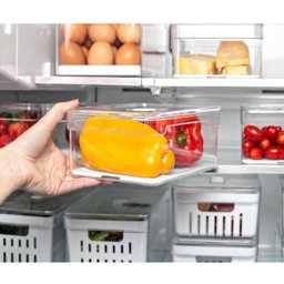 Organizador De Geladeira 2,2L Organizador Clear Fresh Com Bandeja De Drenagem E Respiradouro OU - 4