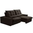 Ver imagem 1 de Sofá Retrátil Reclinável para Sala 3 Lugares 230cm Curie F04 Veludo Marrom Escuro - Lyam Decor