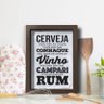 Quadro Cozinha Frase Cerveja Bebidas 33x43cm Moldura Marrom - 1