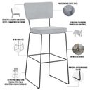 Ver imagem 4 de Banqueta Alta para Cozinha Sala de Jantar Base em Aço Fixa Allana L02 Suede Cinza - Lyam Decor