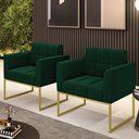 Ver imagem 2 de Poltrona Decorativa Industrial Dourado Kit 2 Elisa Bouclê D03 - D'Rossi