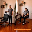 Ver imagem 7 de Cadeira Escritório Diretor Mesh com Apoio de Cabeça Tela Respirável Giratória até 120kg Preto