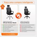 Ver imagem 6 de Cadeira Escritório Diretor Mesh com Apoio de Cabeça Tela Respirável Giratória até 120kg Preto