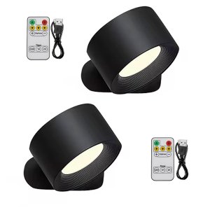 Luminaria Arandela Led 3 Tons Kit 2 Uni Usb Bateria Recarregavel Controle Mesa Cabeceira Quarto Ilum