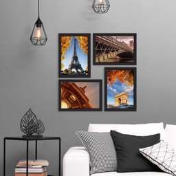 Quadros Paris Fotos para Sala Moldura Preta 22x32cm Kit 4un - 2