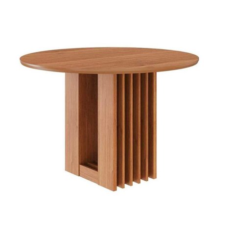 Mesa P/ Cozinha Ariela C/ Tampo Madeirado Redondo 109x109cm Cinamomo - Cimol