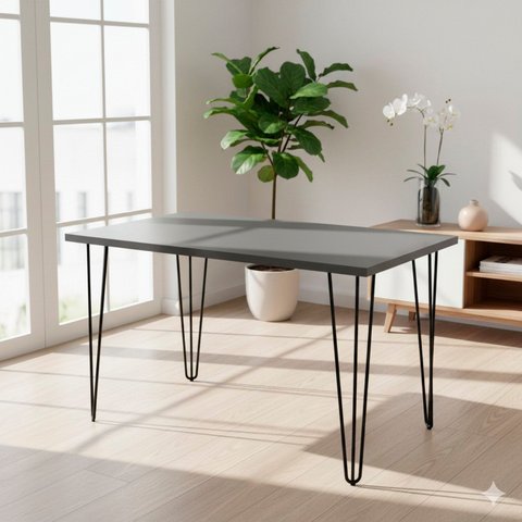 Mesa Industrial 128cm x 75cm Hairpin Legs Cinza/Tessila