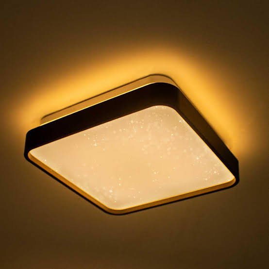 Lustre Plafon Led Metal Black 12w 28x28 Céu Estrelado Branco Quente 3000k Bivolt
