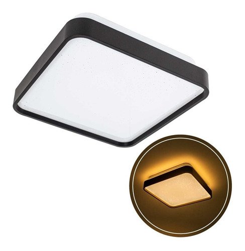 Lustre Plafon Led Metal Black 12w 28x28 Céu Estrelado Branco Quente 3000k Bivolt - 2