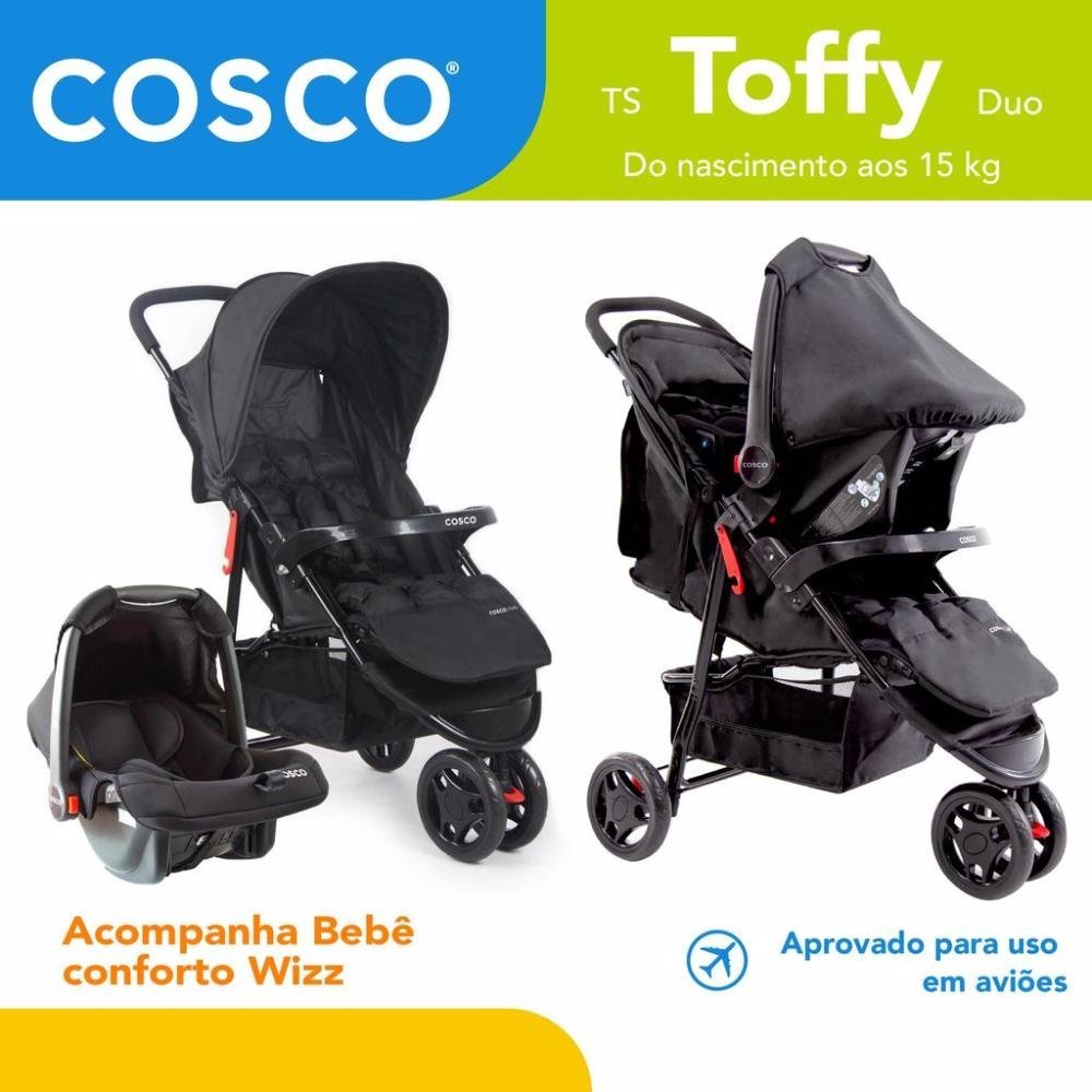 Carrinho com Bebê Conforto Travel System Toffy Cosco Preto Absoluto - 2