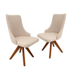 Conjunto Mesa de Jantar Cone 90 cm Freijó Com 4 Cadeiras Roma Giratória Personal Decor Marrom - 4