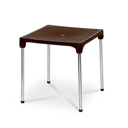 Mesa Quadrada Desmontavel 70x70x72cm Cromo Colors Marrom Niquelart 390-14 - 1