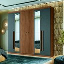 Ver imagem 1 de Guarda Roupa Casal 6 Portas Ripado com Chaves Buriti com Espelhos Santos Andira Jatoba/areia