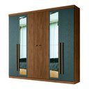 Ver imagem 3 de Guarda Roupa Casal 6 Portas Ripado com Chaves Buriti com Espelhos Santos Andira Jatoba/areia