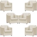 Ver imagem 1 de Kit 6 Poltronas Decorativa para Sala Recepção Manicure Cadeira Mila Material Sintético Pés Cromado